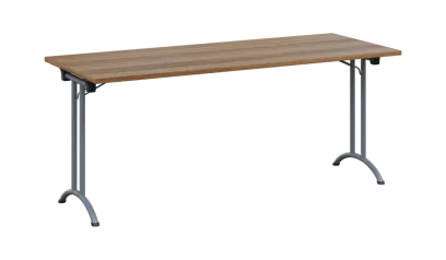 SLA 180 lak skládací jednací stůl 1800x700, deska 25 mm, podnož stříbrný lak, deska ořech světlý